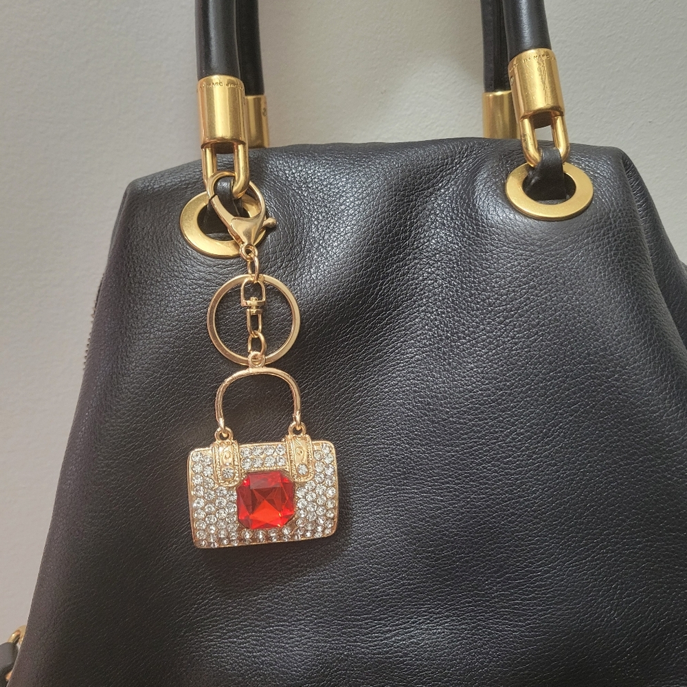 Bag or key charm- cute gold purse with red gem. NWOT. - Picture 4 of 4